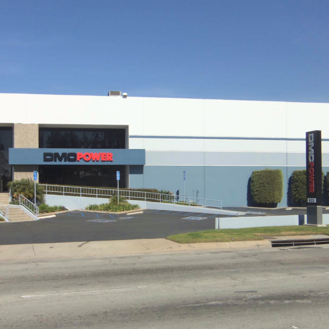 Exterior view of DMC Power headquarters and manufacturing facility in Carson, CA